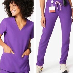 Figs Vivid Purple Scrub Top and bottom set